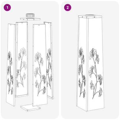 vidaXL Solar LED Pathway Light 2 pcs Warm White 18 x 18 x 80 cm - Silver - 55954