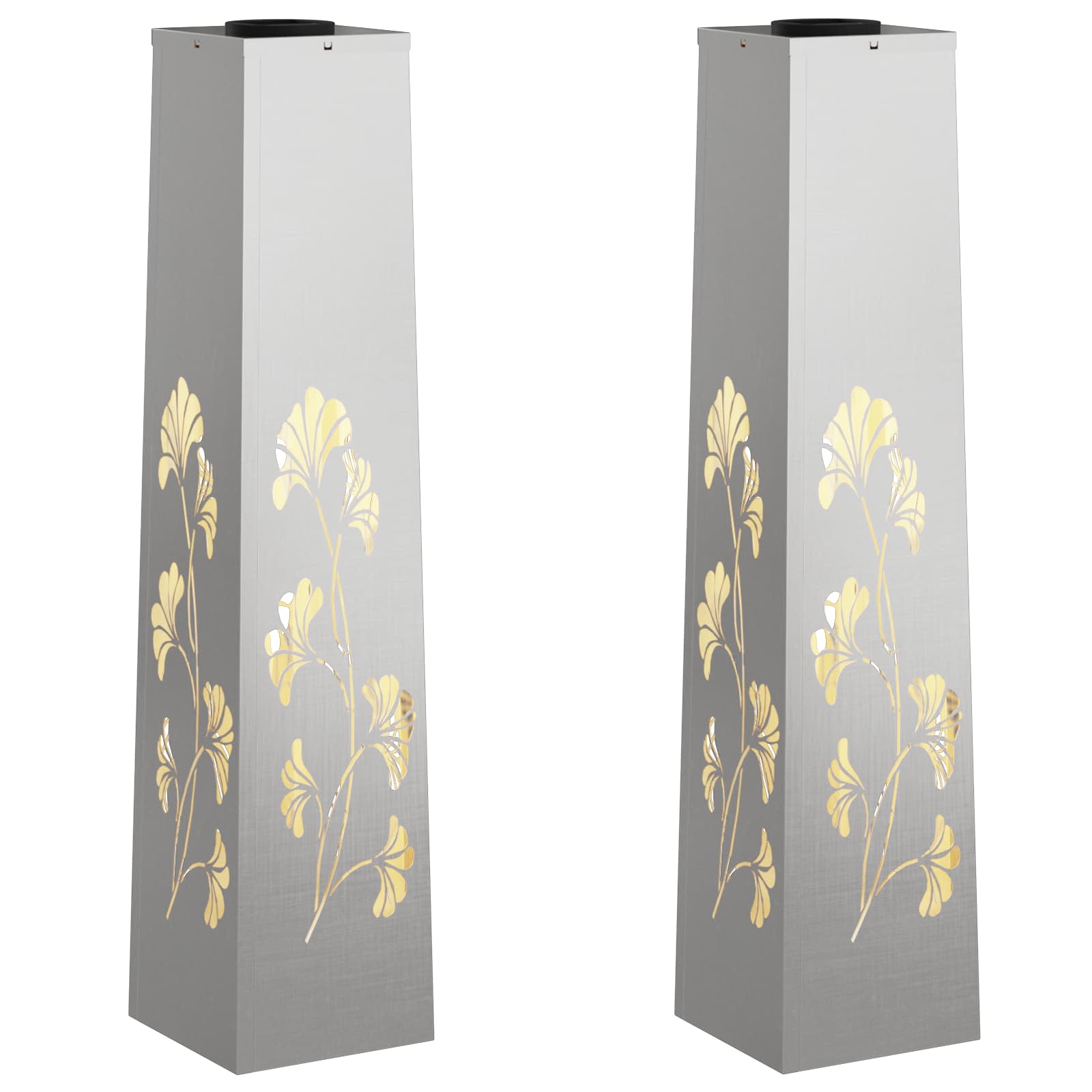 vidaXL Solar LED Pathway Light 2 pcs Warm White 18 x 18 x 80 cm - Silver - 55954