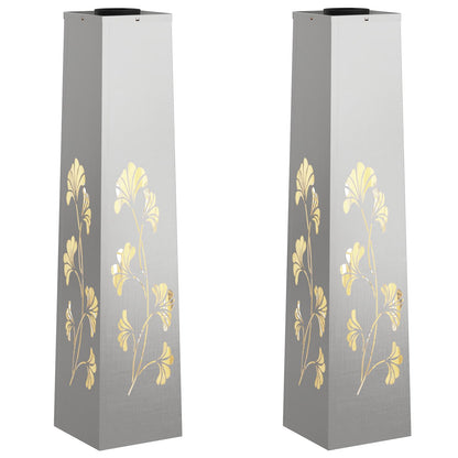 vidaXL Solar LED Pathway Light 2 pcs Warm White 18 x 18 x 80 cm - Silver - 55954