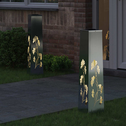 vidaXL Solar LED Pathway Light 2 pcs Warm White 18 x 18 x 80 cm - Silver - 55955