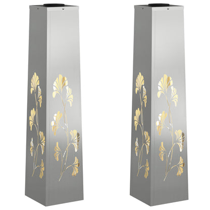 vidaXL Solar LED Pathway Light 2 pcs Warm White 18 x 18 x 80 cm - Silver - 55955