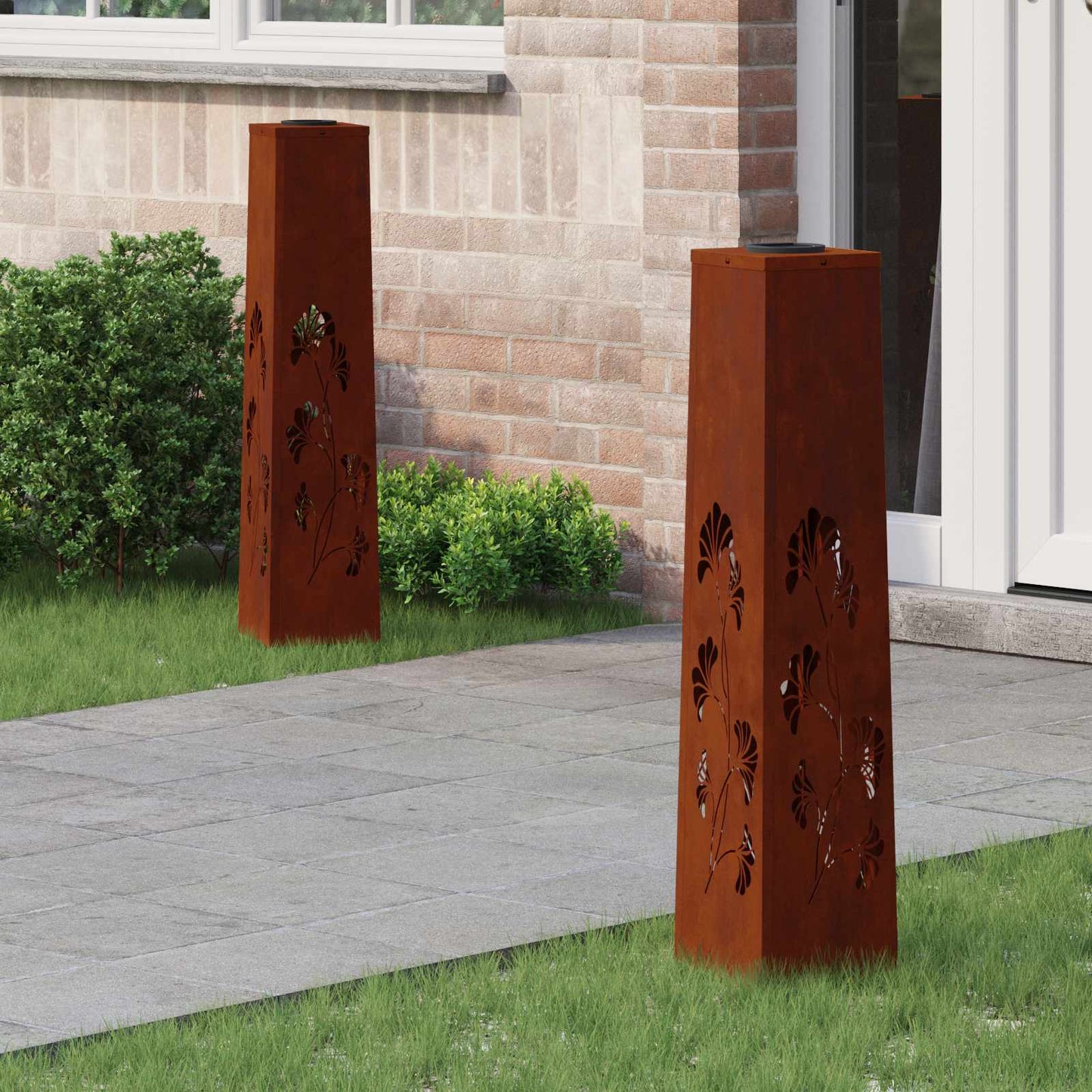 vidaXL Solar LED Pathway Light 2 pcs Warm White 18 x 18 x 80 cm - Sienna - 55956