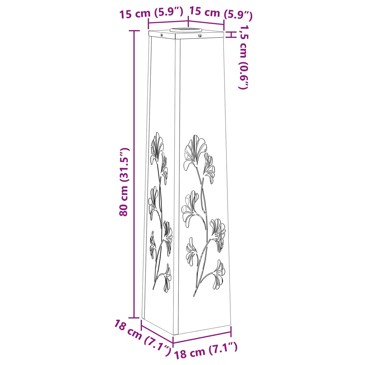 vidaXL Solar LED Pathway Light 2 pcs Warm White 18 x 18 x 80 cm - Sienna - 55956