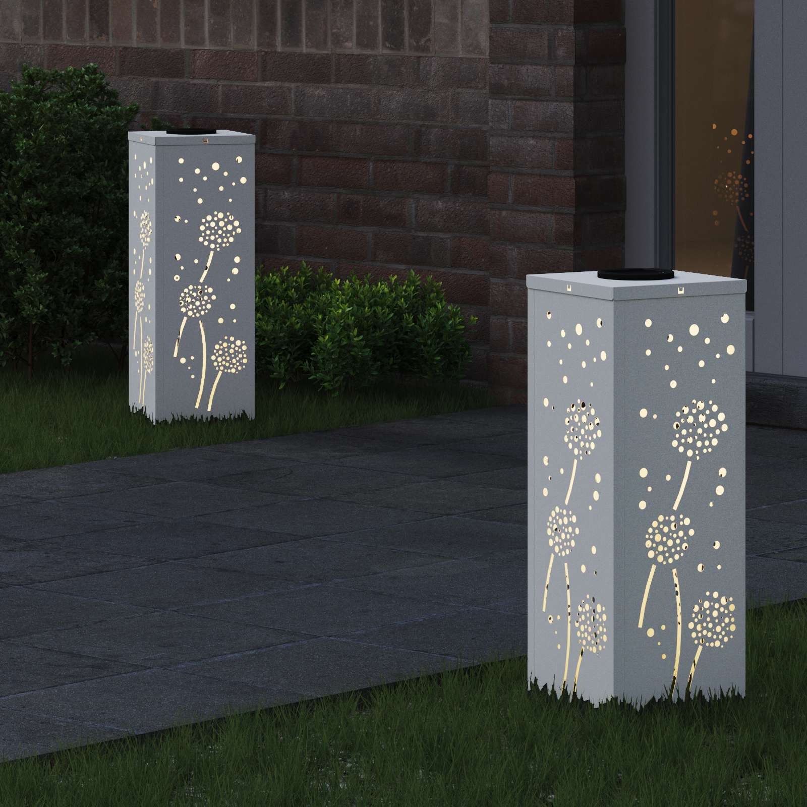 vidaXL Solar LED Pathway Light 2 pcs Warm White 18 x 18 x 50 cm - 55959