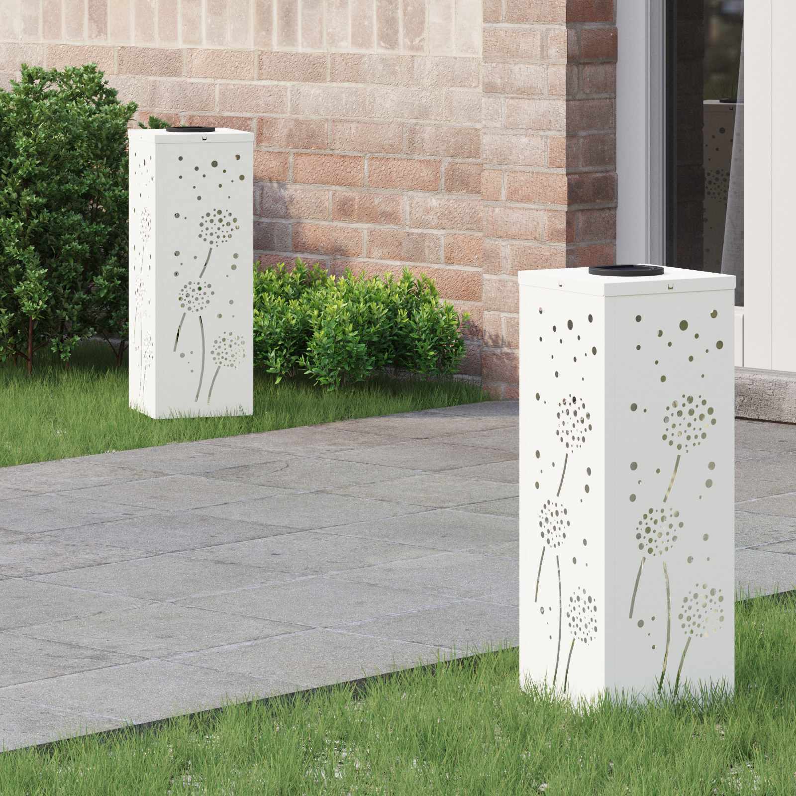 vidaXL Solar LED Pathway Light 2 pcs Warm White 18 x 18 x 50 cm - 55959