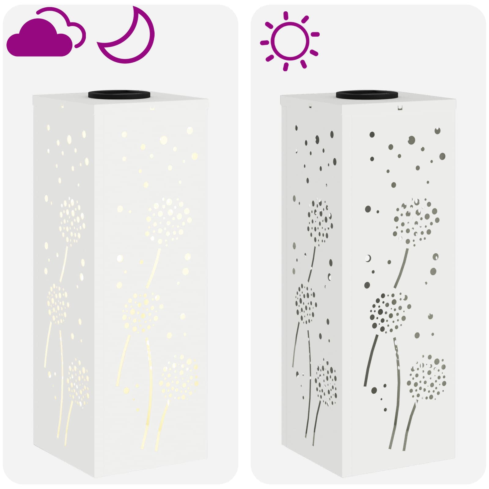 vidaXL Solar LED Pathway Light 2 pcs Warm White 18 x 18 x 50 cm - 55959