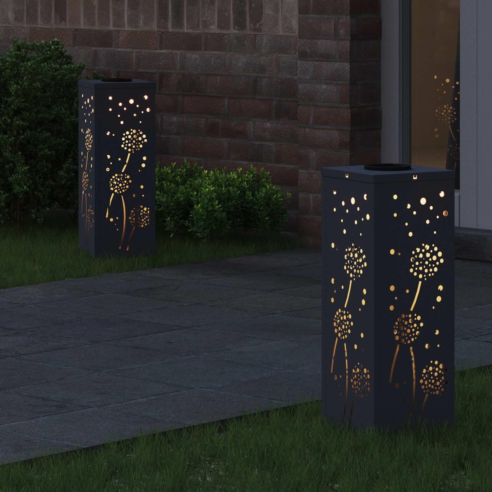 vidaXL Solar LED Pathway Light 2 pcs Warm White 18 x 18 x 50 cm - Anthracite - 55962
