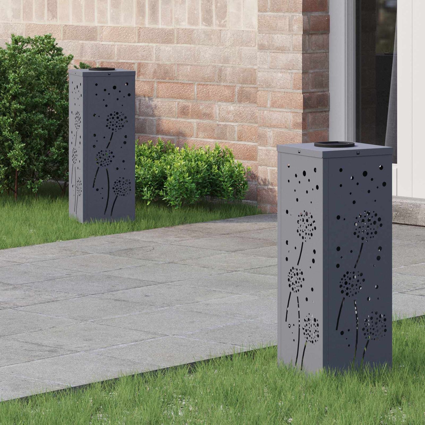 vidaXL Solar LED Pathway Light 2 pcs Warm White 18 x 18 x 50 cm - Anthracite - 55962