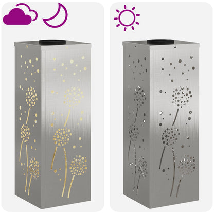 vidaXL Solar LED Pathway Light 2 pcs Warm White 18 x 18 x 50 cm - Silver - 55968