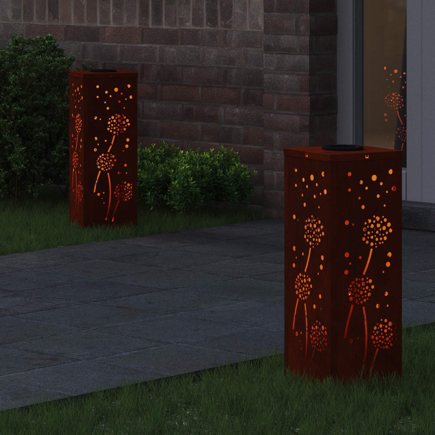 vidaXL Solar LED Pathway Light 2 pcs Warm White 18 x 18 x 50 cm - Sienna - 55974