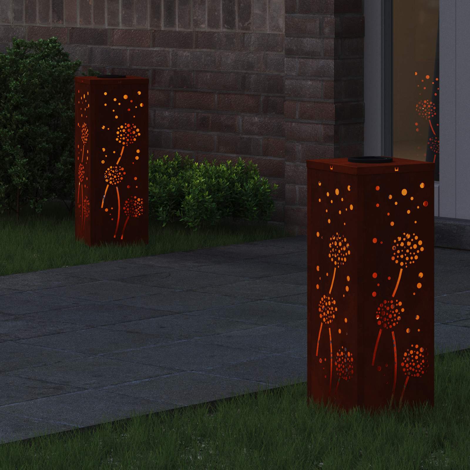 vidaXL Solar LED Pathway Light 2 pcs Warm White 18 x 18 x 50 cm - Sienna - 55974