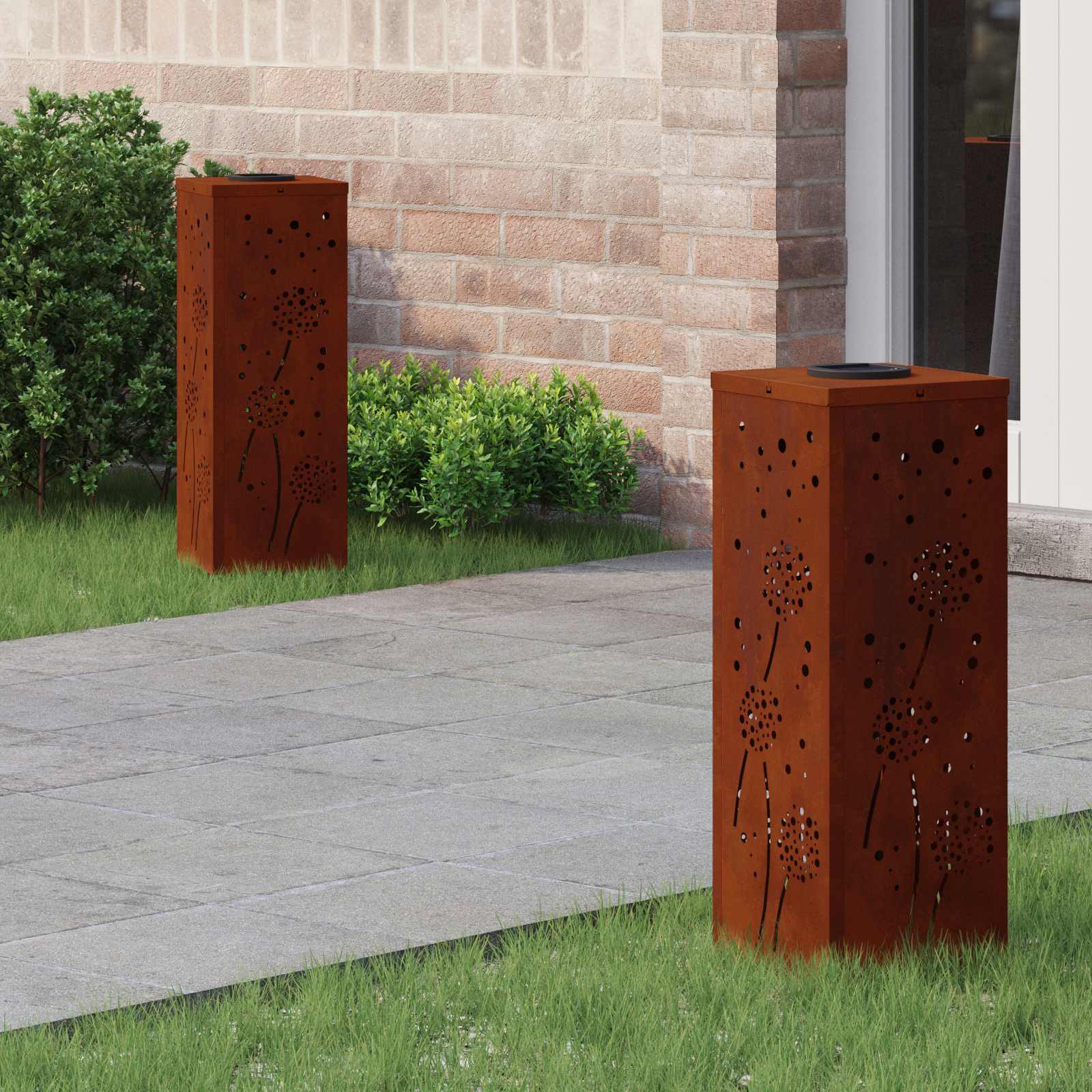 vidaXL Solar LED Pathway Light 2 pcs Warm White 18 x 18 x 50 cm - Sienna - 55974