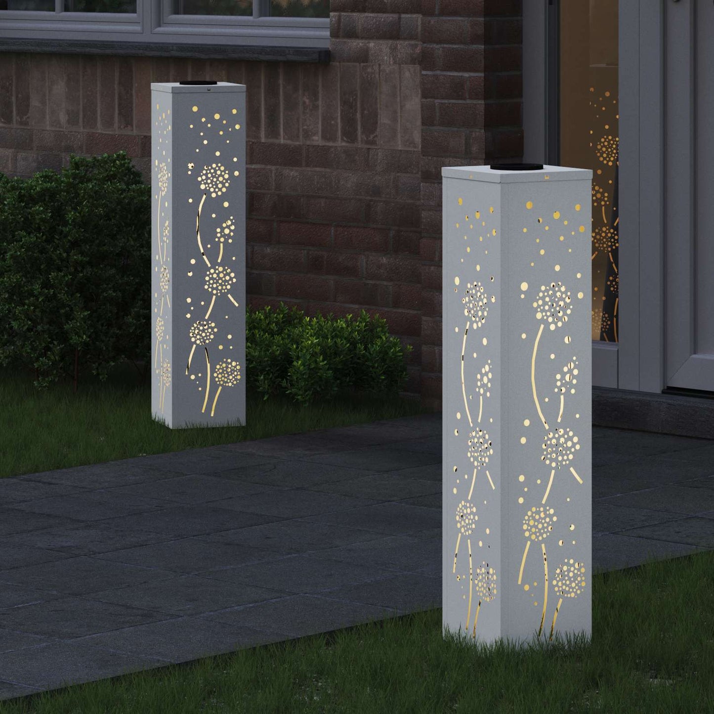 vidaXL Solar LED Pathway Light 2 pcs Warm White 18 x 18 x 80 cm - 55986