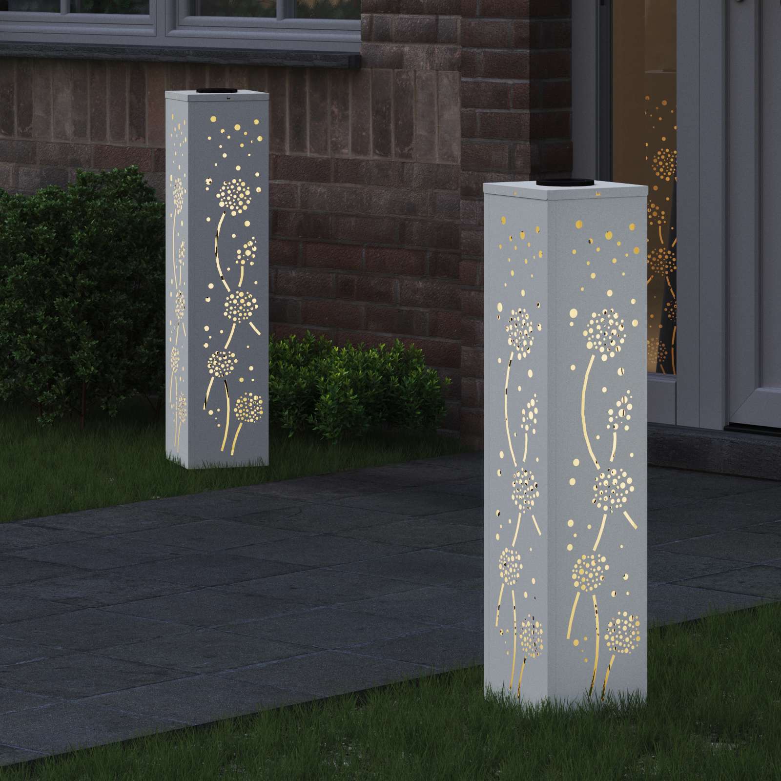 vidaXL Solar LED Pathway Light 2 pcs Warm White 18 x 18 x 80 cm - 55986