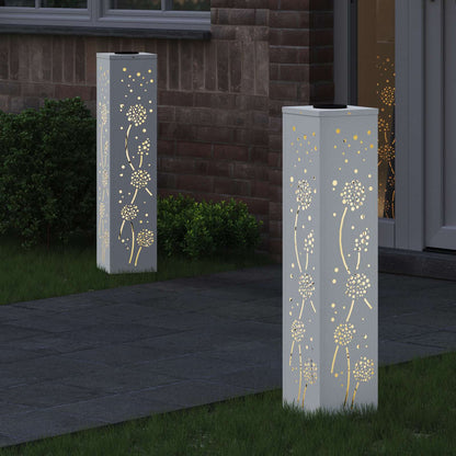 vidaXL Solar LED Pathway Light 2 pcs Warm White 18 x 18 x 80 cm - 55986