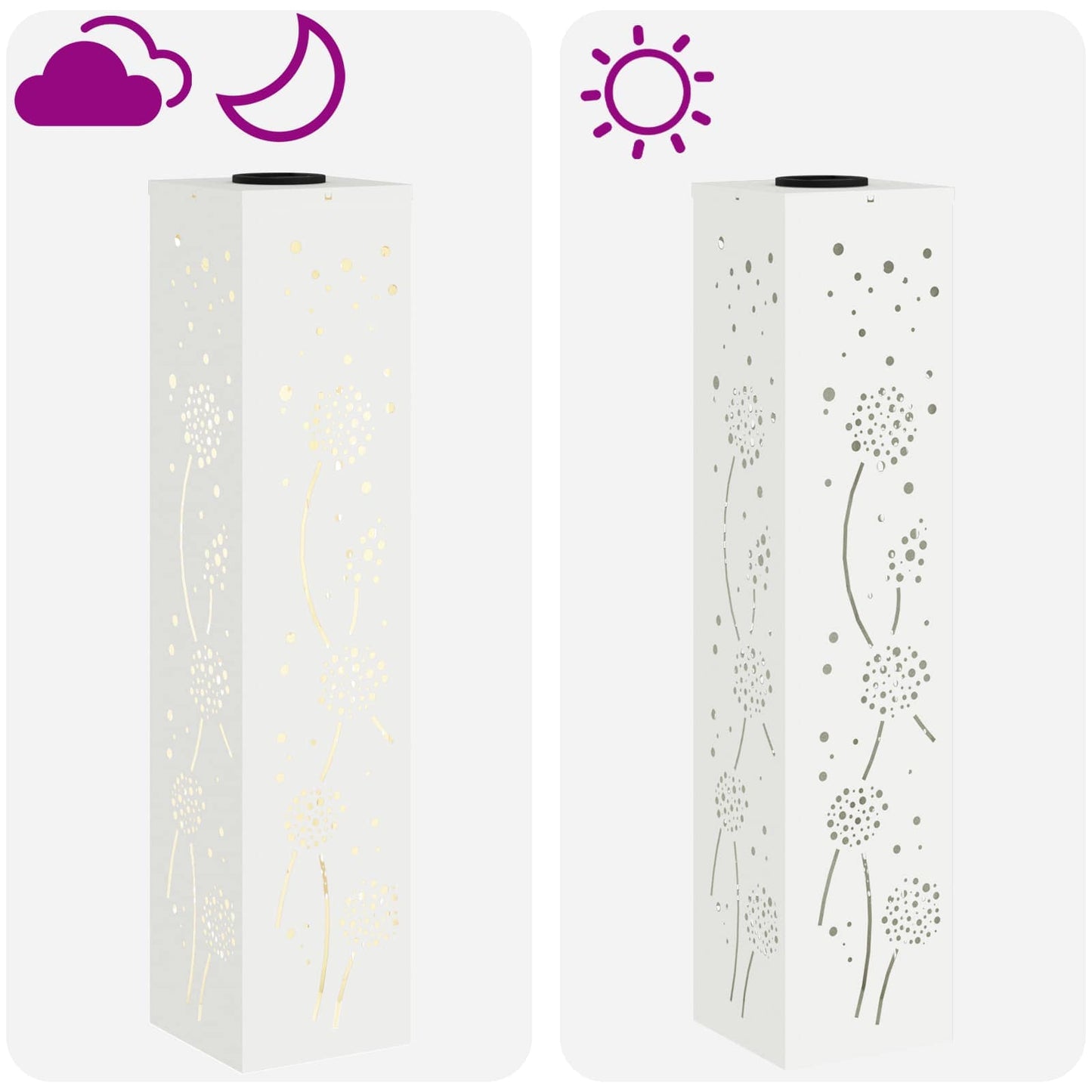 vidaXL Solar LED Pathway Light 2 pcs Warm White 18 x 18 x 80 cm - 55986