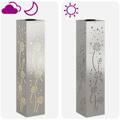 vidaXL Solar LED Pathway Light 2 pcs Warm White 18 x 18 x 80 cm - Silver - 55992
