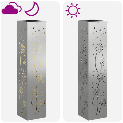 vidaXL Solar LED Pathway Light 2 pcs Warm White 18 x 18 x 80 cm - Brown - 55993