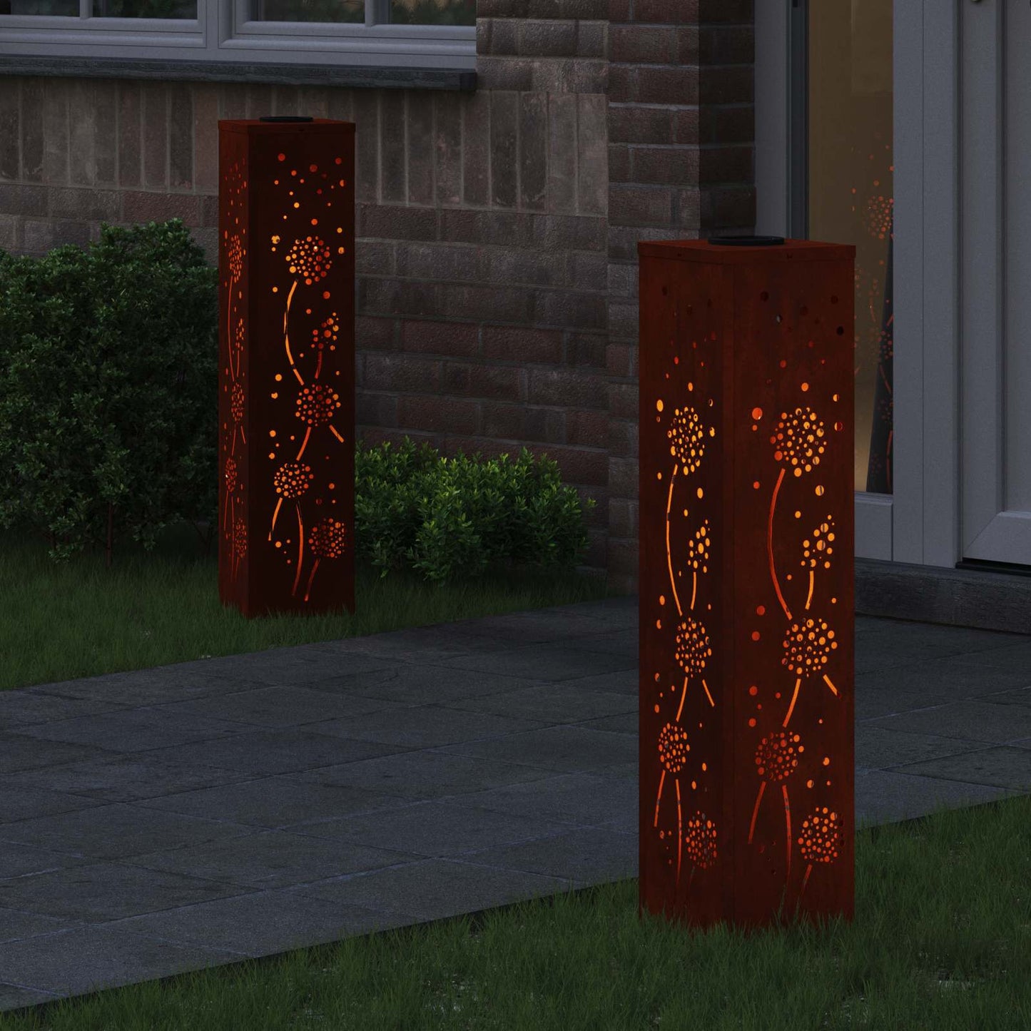 vidaXL Solar LED Pathway Light 2 pcs Warm White 18 x 18 x 80 cm - Sienna - 56006