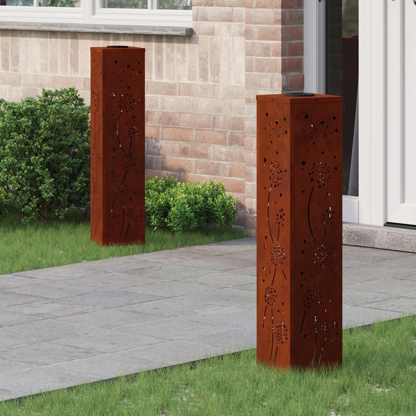 vidaXL Solar LED Pathway Light 2 pcs Warm White 18 x 18 x 80 cm - Sienna - 56006