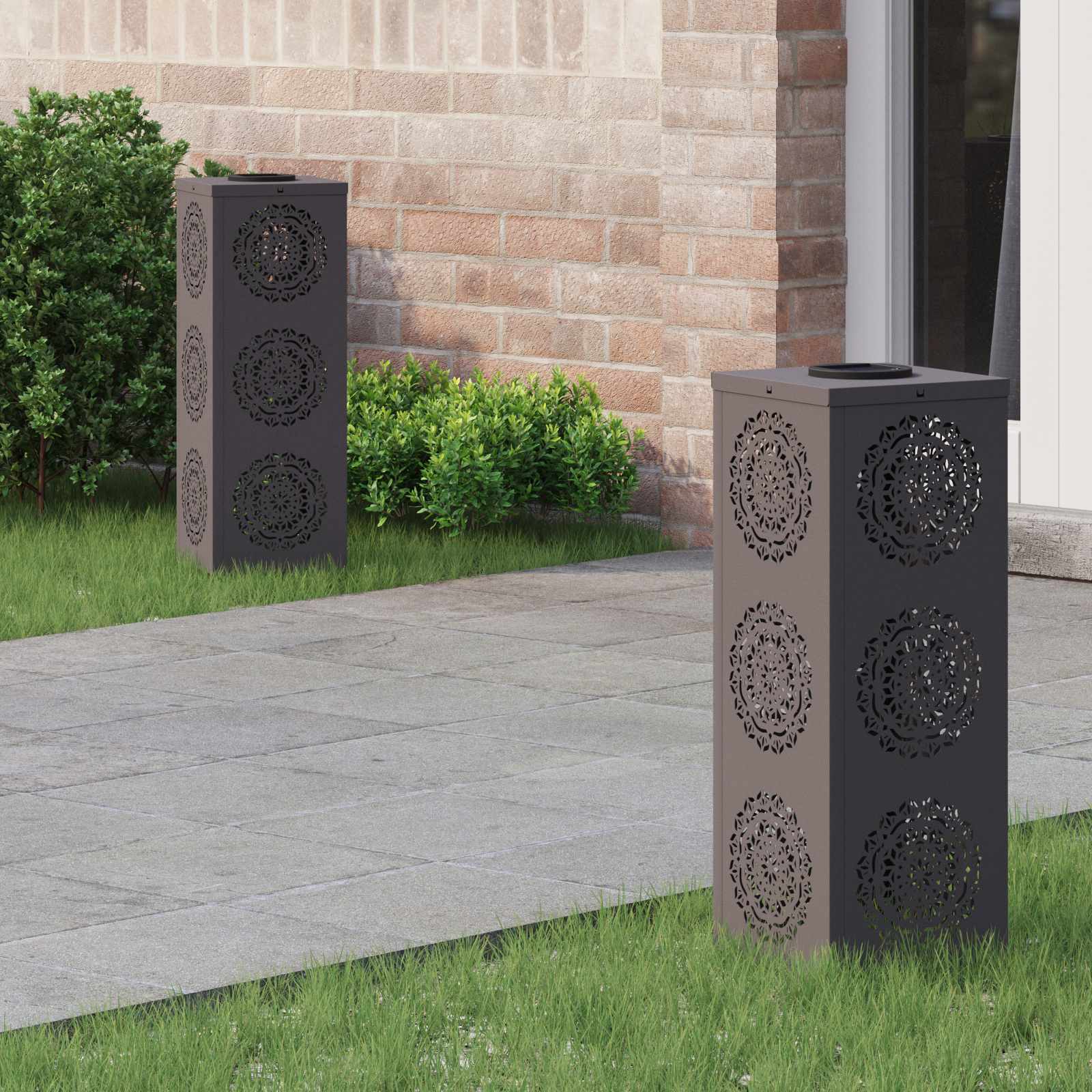 vidaXL Solar LED Pathway Light 2 pcs Warm White 18 x 18 x 50 cm - Black - 56013
