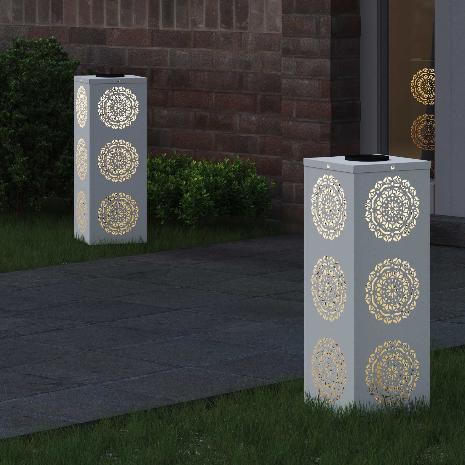 vidaXL Solar LED Pathway Light 2 pcs Warm White 18 x 18 x 50 cm - 56024