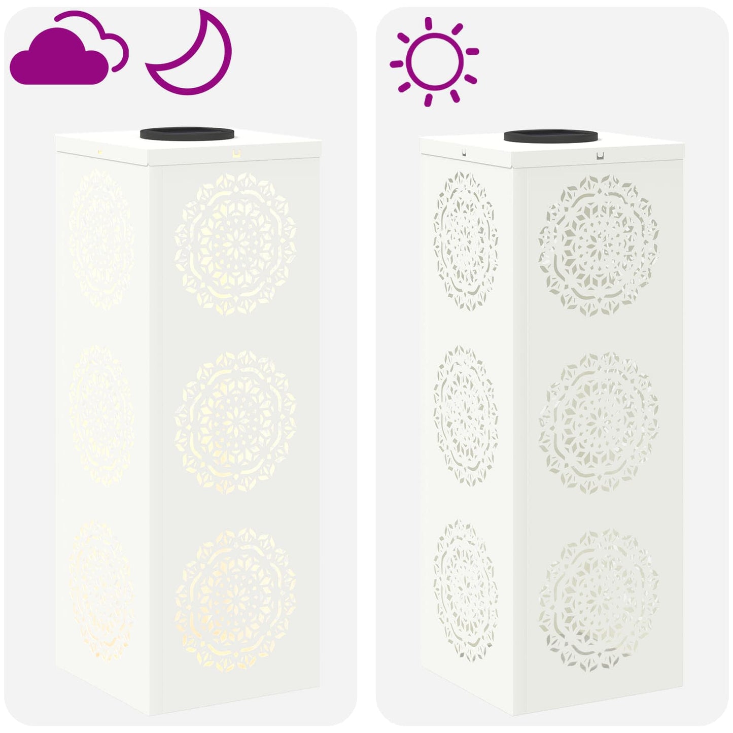 vidaXL Solar LED Pathway Light 2 pcs Warm White 18 x 18 x 50 cm - 56024