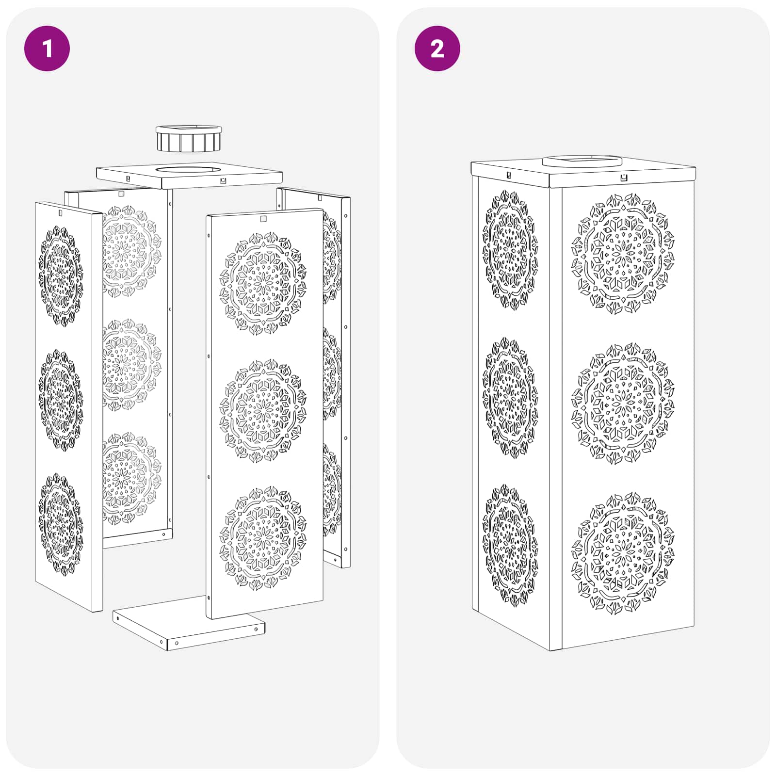 vidaXL Solar LED Pathway Light 2 pcs Warm White 18 x 18 x 50 cm - Silver - 56035