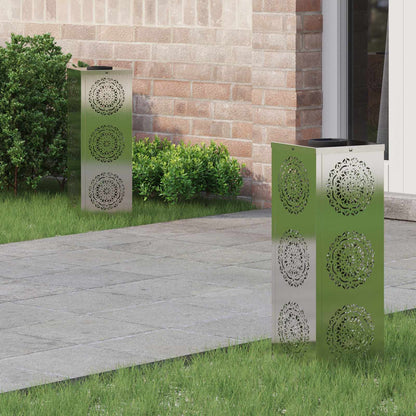 vidaXL Solar LED Pathway Light 2 pcs Warm White 18 x 18 x 50 cm - Silver - 56035