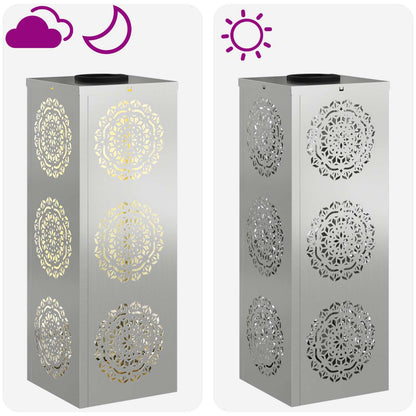 vidaXL Solar LED Pathway Light 2 pcs Warm White 18 x 18 x 50 cm - Silver - 56042