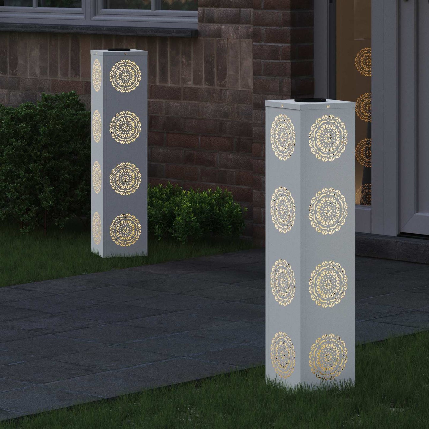 vidaXL Solar LED Pathway Light 2 pcs Warm White 18 x 18 x 80 cm - 56054