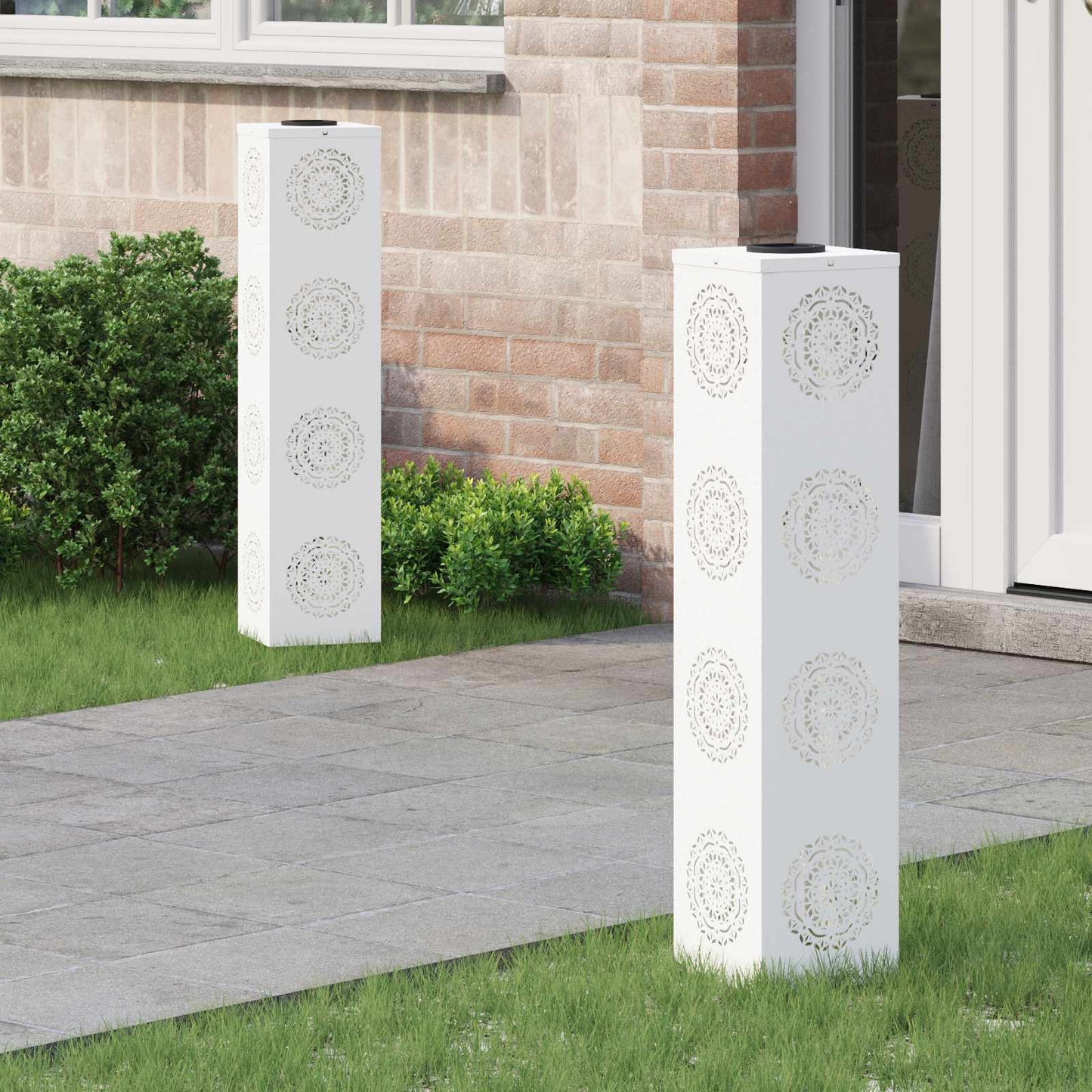 vidaXL Solar LED Pathway Light 2 pcs Warm White 18 x 18 x 80 cm - 56054