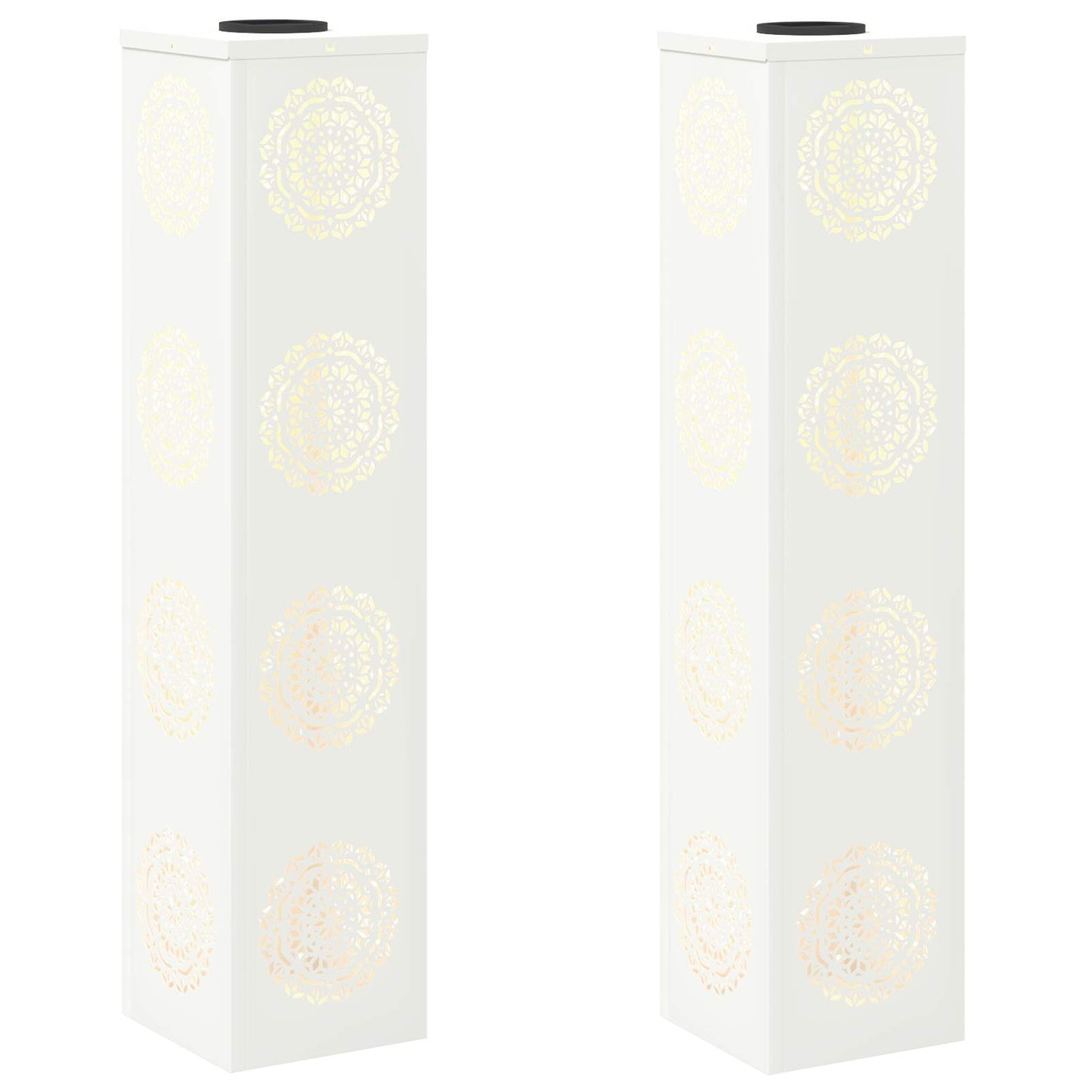 vidaXL Solar LED Pathway Light 2 pcs Warm White 18 x 18 x 80 cm - 56054