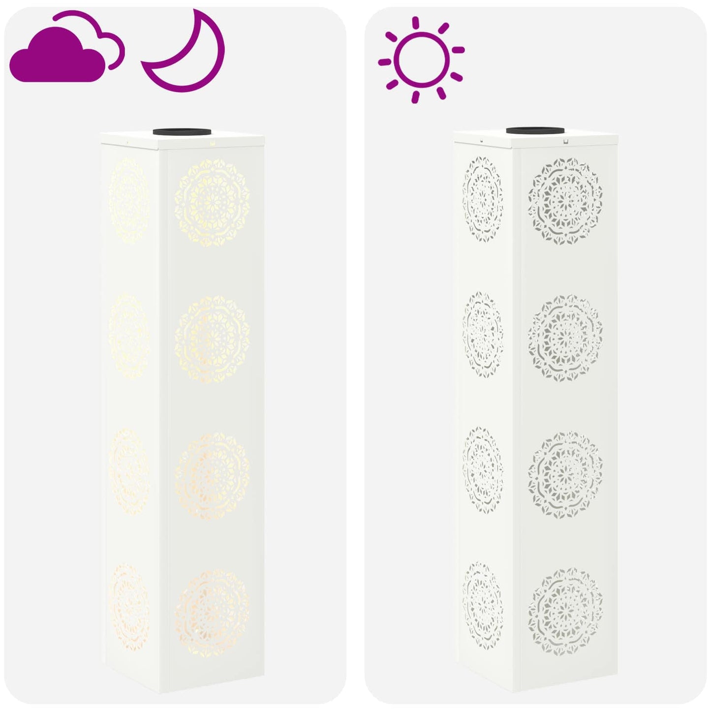vidaXL Solar LED Pathway Light 2 pcs Warm White 18 x 18 x 80 cm - 56054