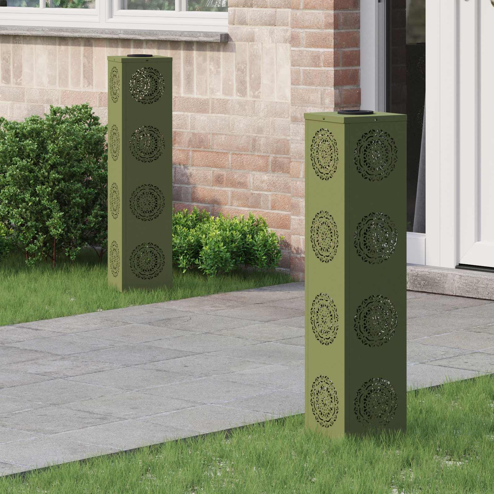 vidaXL Solar LED Pathway Light 2 pcs Warm White 18 x 18 x 80 cm - Green - 56059