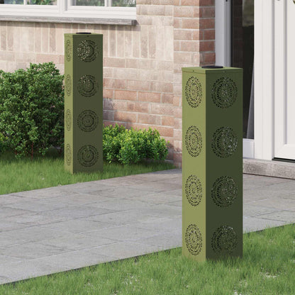 vidaXL Solar LED Pathway Light 2 pcs Warm White 18 x 18 x 80 cm - Green - 56059