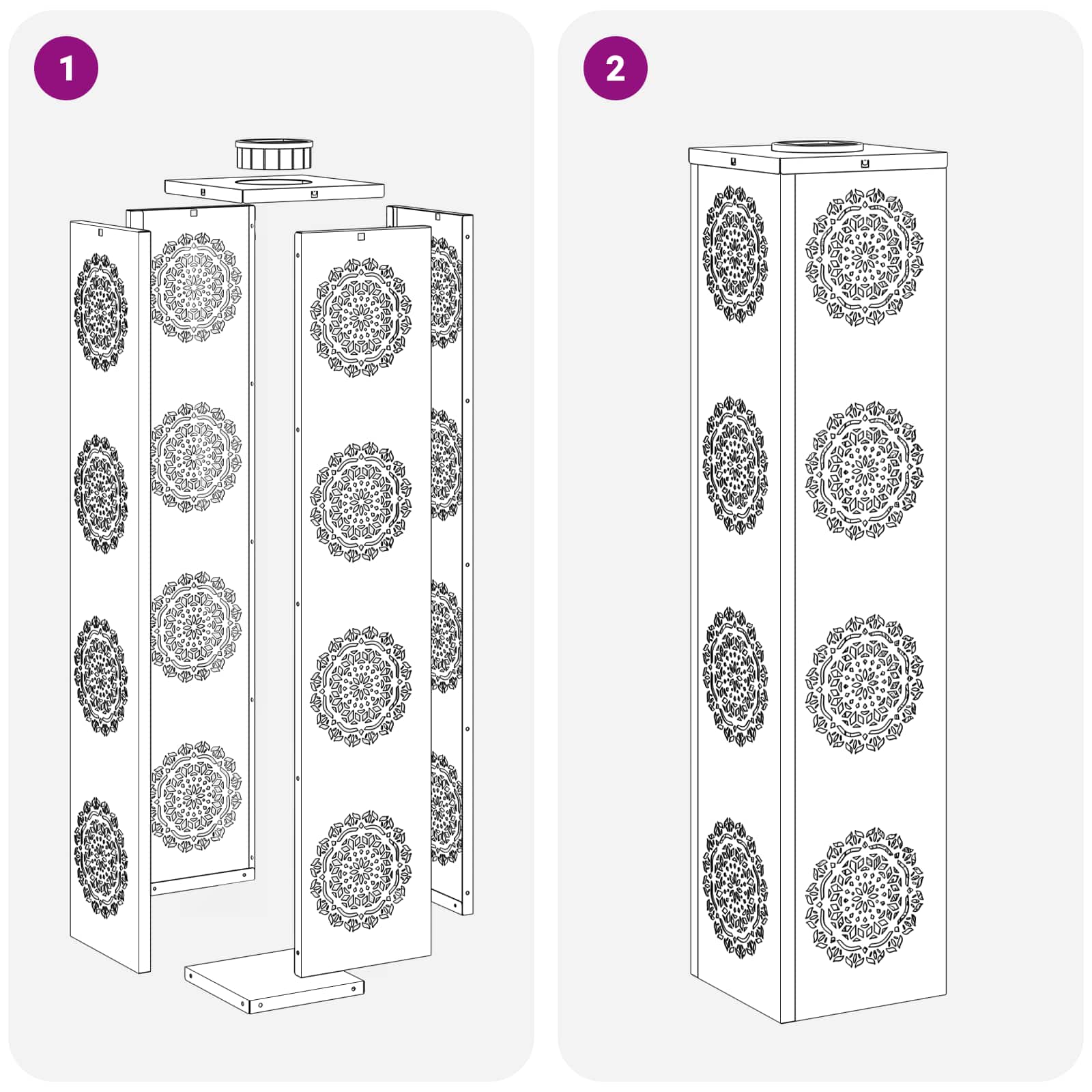 vidaXL Solar LED Pathway Light 2 pcs Warm White 18 x 18 x 80 cm - Brown - 56074