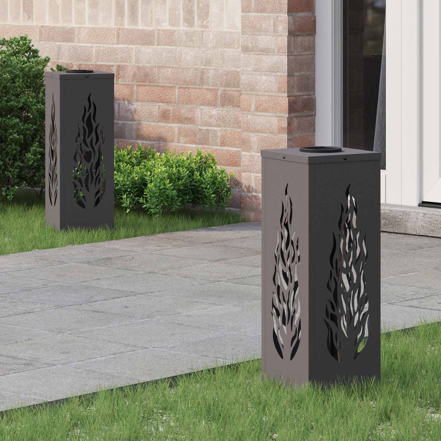 vidaXL Solar LED Pathway Light 2 pcs Warm White 18 x 18 x 50 cm - Black - 56075