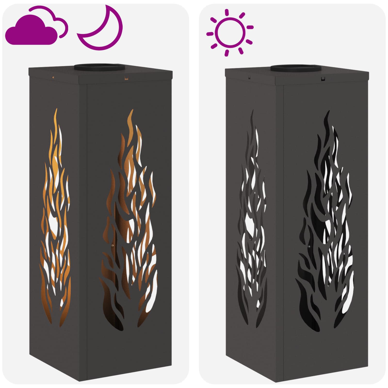 vidaXL Solar LED Pathway Light 2 pcs Warm White 18 x 18 x 50 cm - Black - 56075