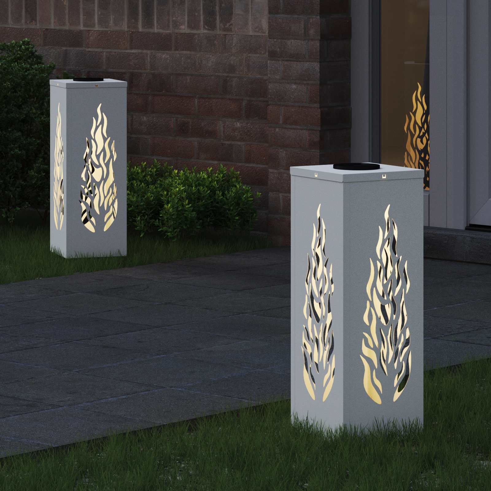 vidaXL Solar LED Pathway Light 2 pcs Warm White 18 x 18 x 50 cm - 56080