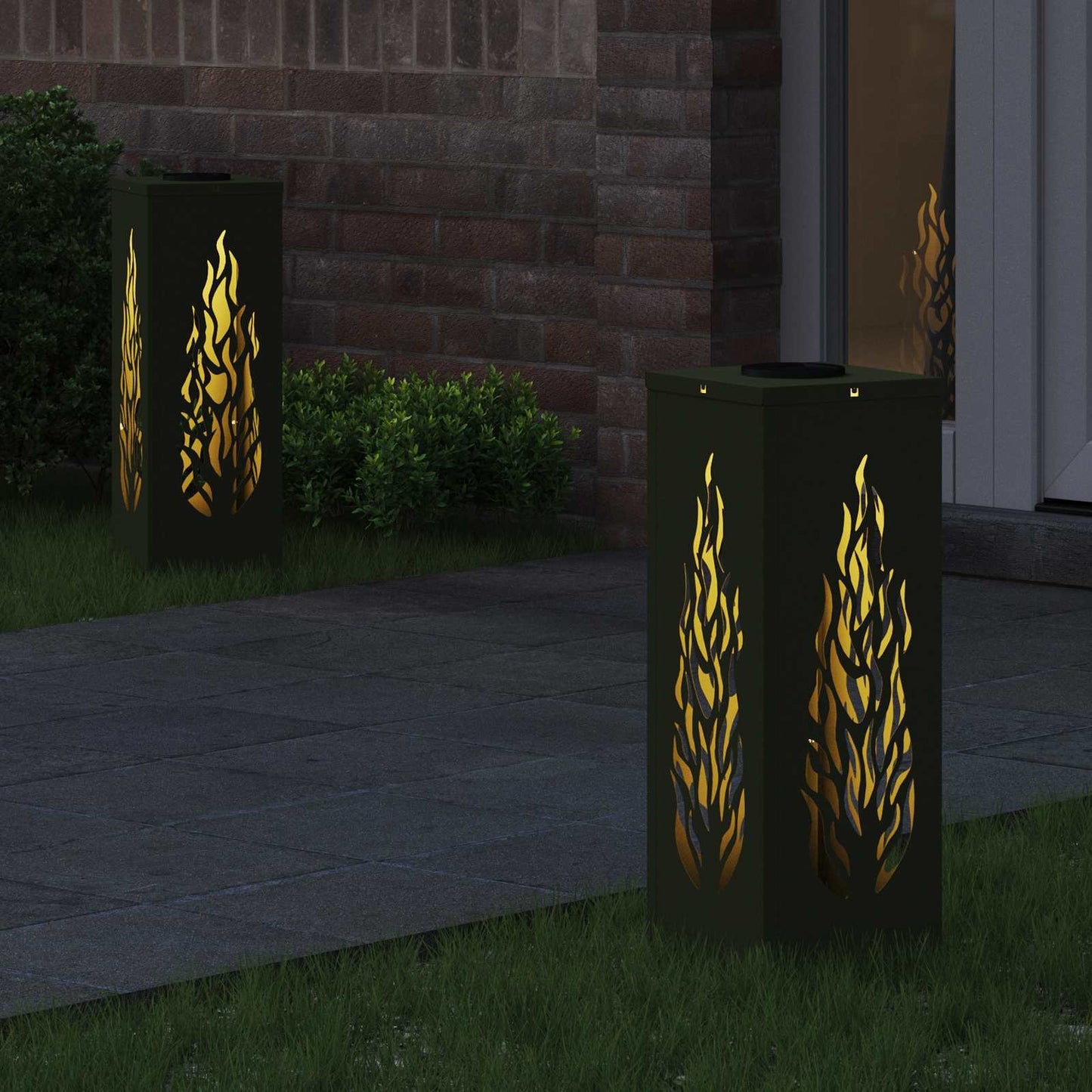 vidaXL Solar LED Pathway Light 2 pcs Warm White 18 x 18 x 50 cm - Green - 56102