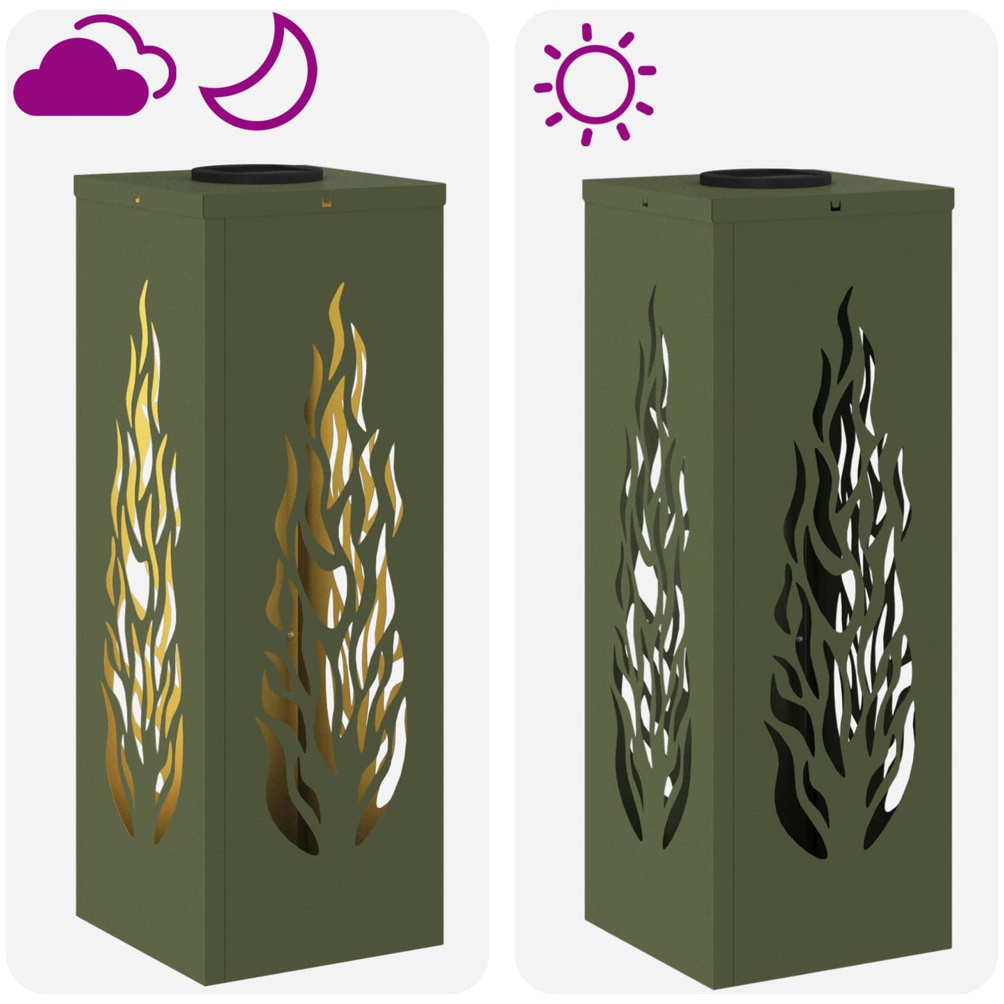 vidaXL Solar LED Pathway Light 2 pcs Warm White 18 x 18 x 50 cm - Green - 56102