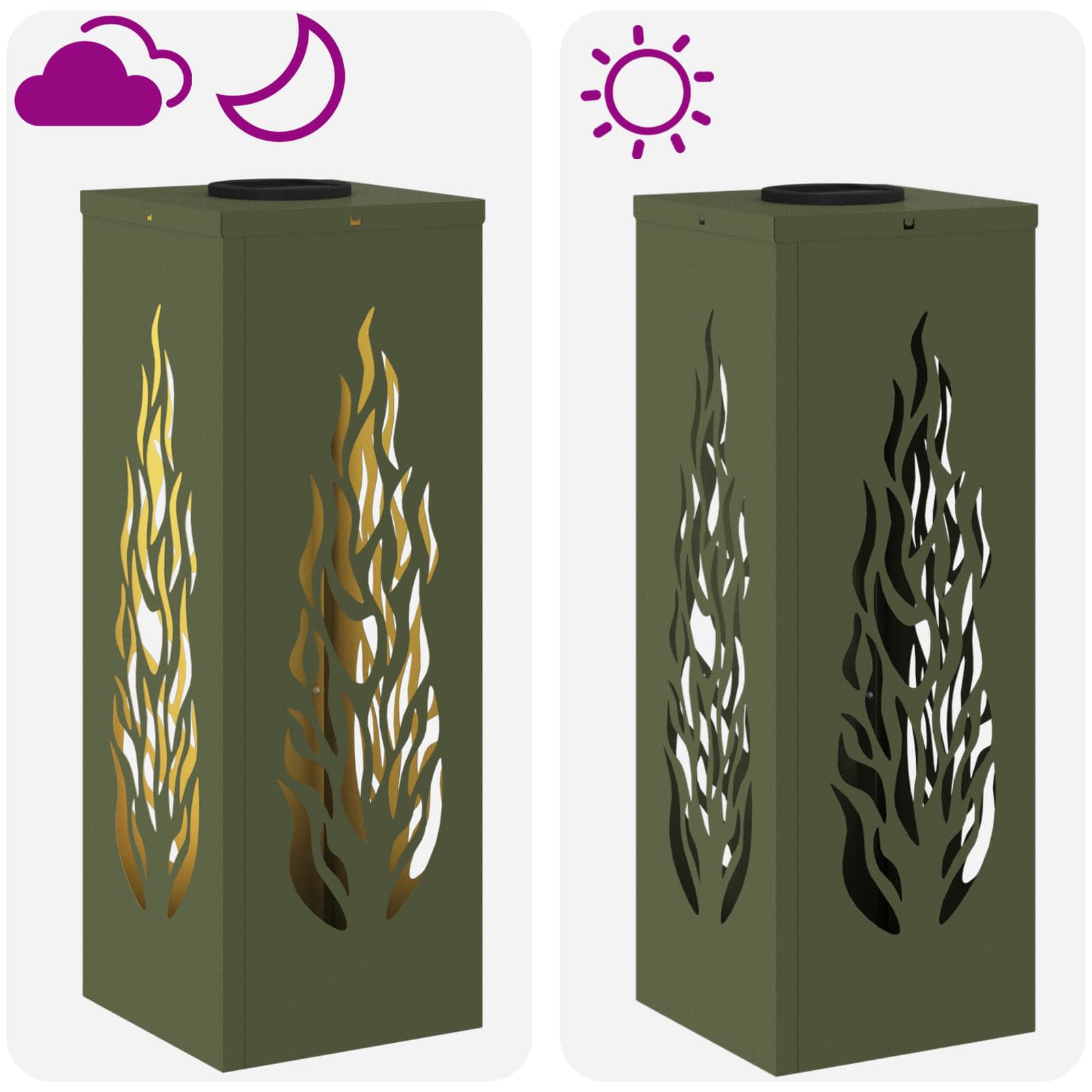 vidaXL Solar LED Pathway Light 2 pcs Warm White 18 x 18 x 50 cm - Green - 56102