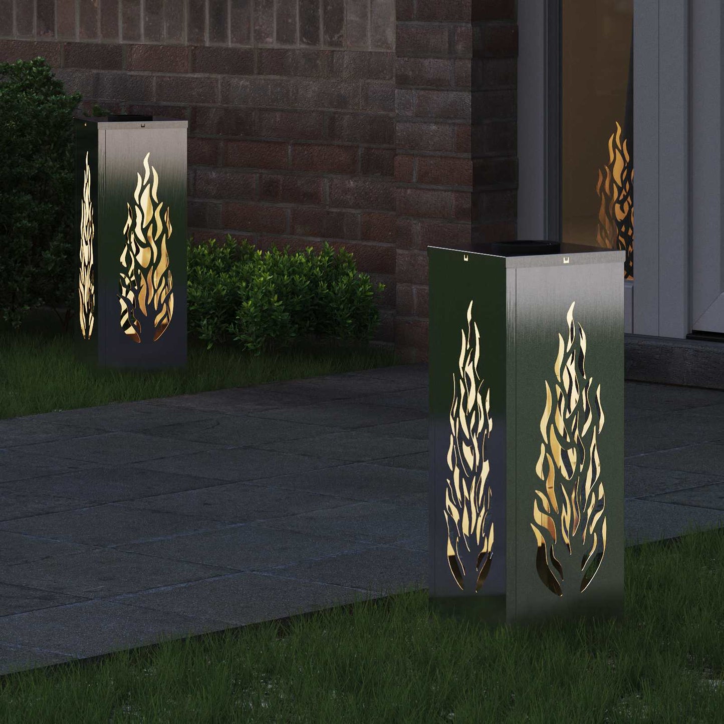 vidaXL Solar LED Pathway Light 2 pcs Warm White 18 x 18 x 50 cm - Silver - 56107