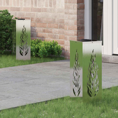 vidaXL Solar LED Pathway Light 2 pcs Warm White 18 x 18 x 50 cm - Silver - 56107