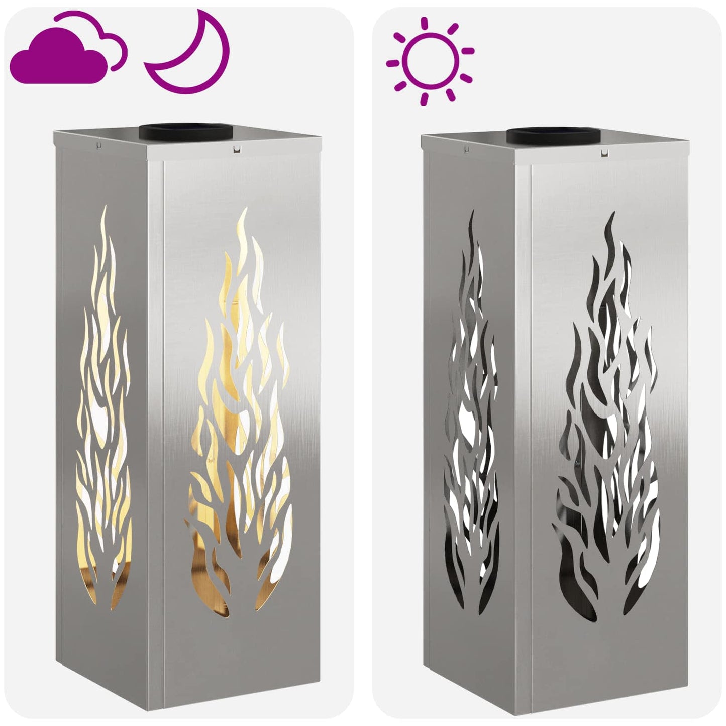 vidaXL Solar LED Pathway Light 2 pcs Warm White 18 x 18 x 50 cm - Silver - 56107