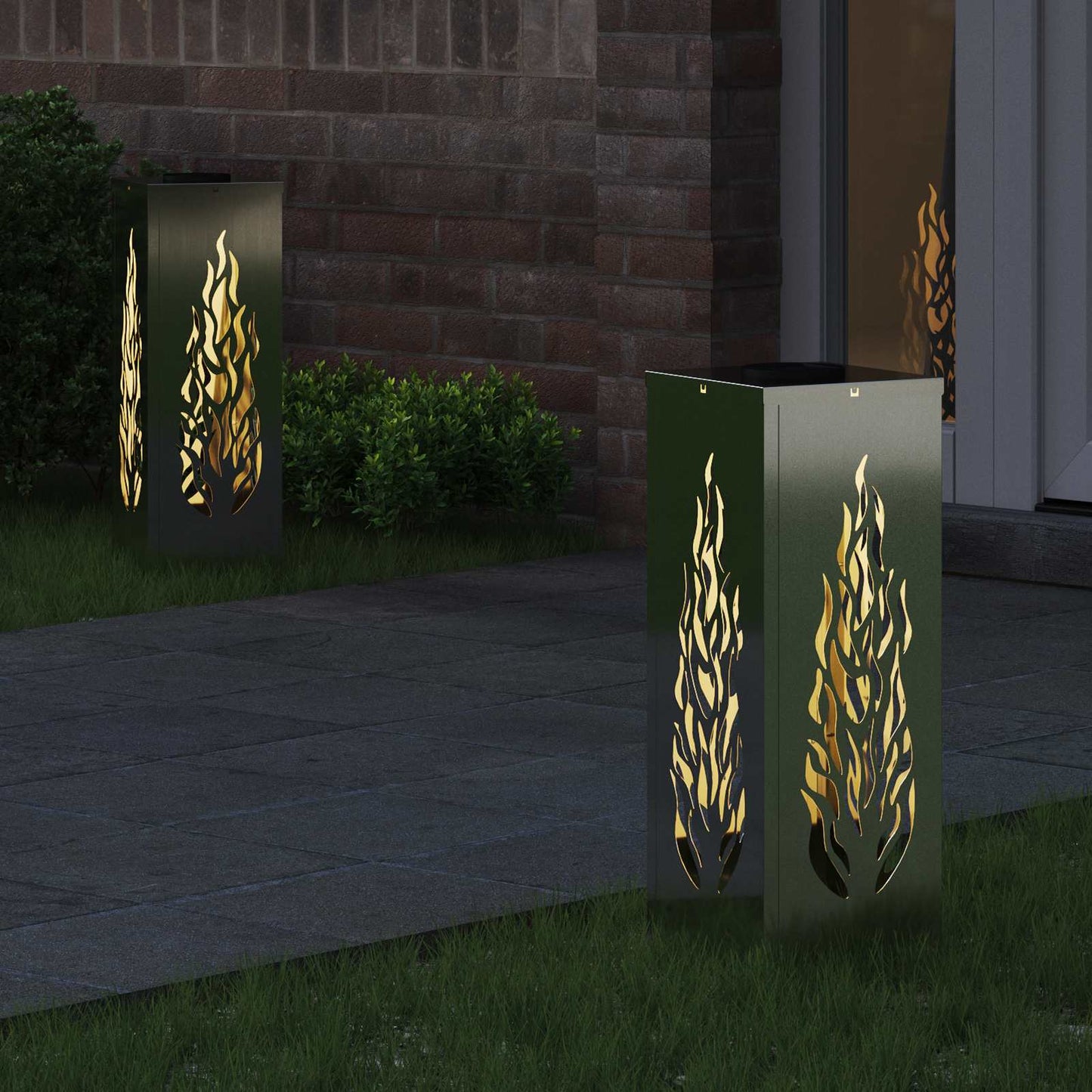 vidaXL Solar LED Pathway Light 2 pcs Warm White 18 x 18 x 50 cm - Silver - 56108