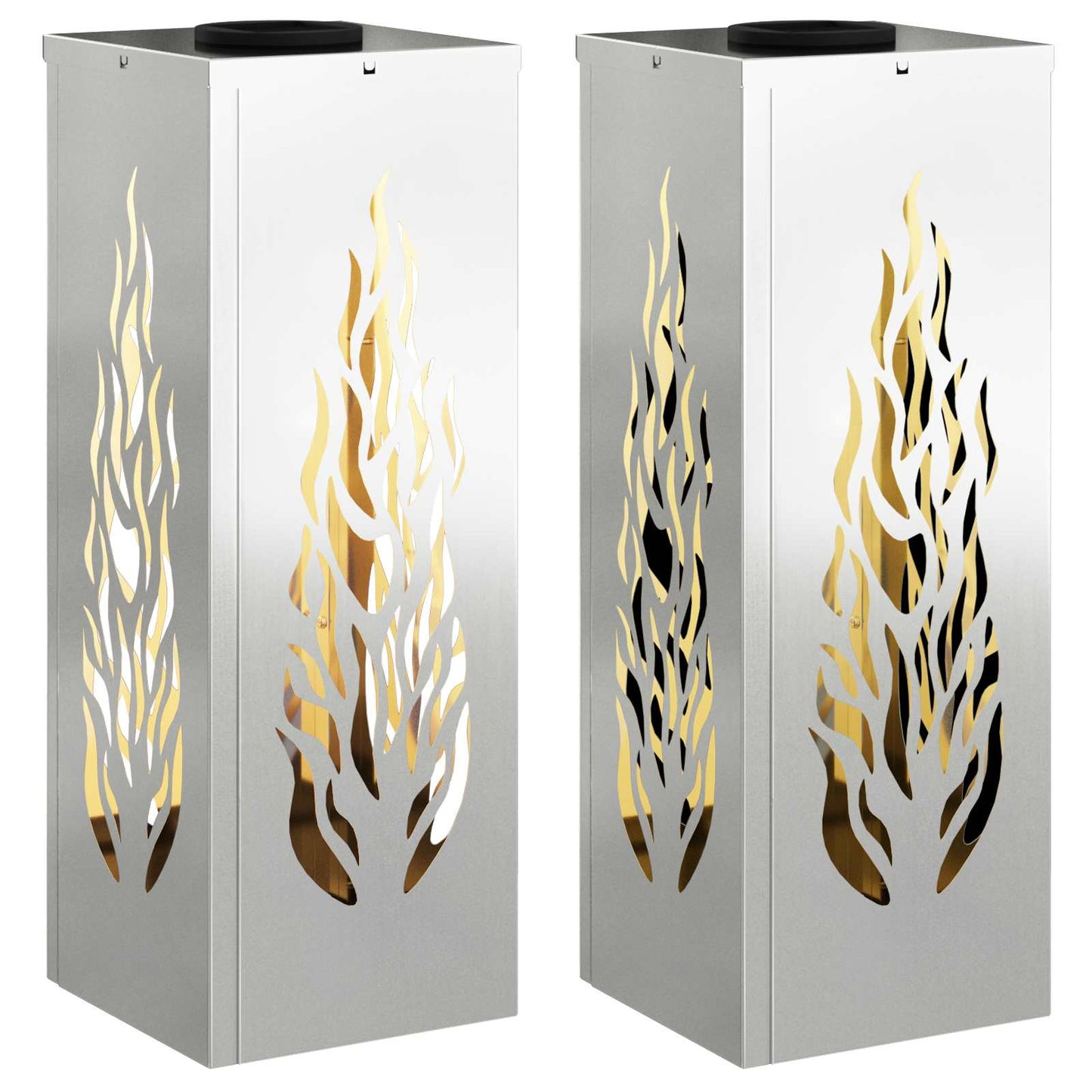 vidaXL Solar LED Pathway Light 2 pcs Warm White 18 x 18 x 50 cm - Silver - 56108