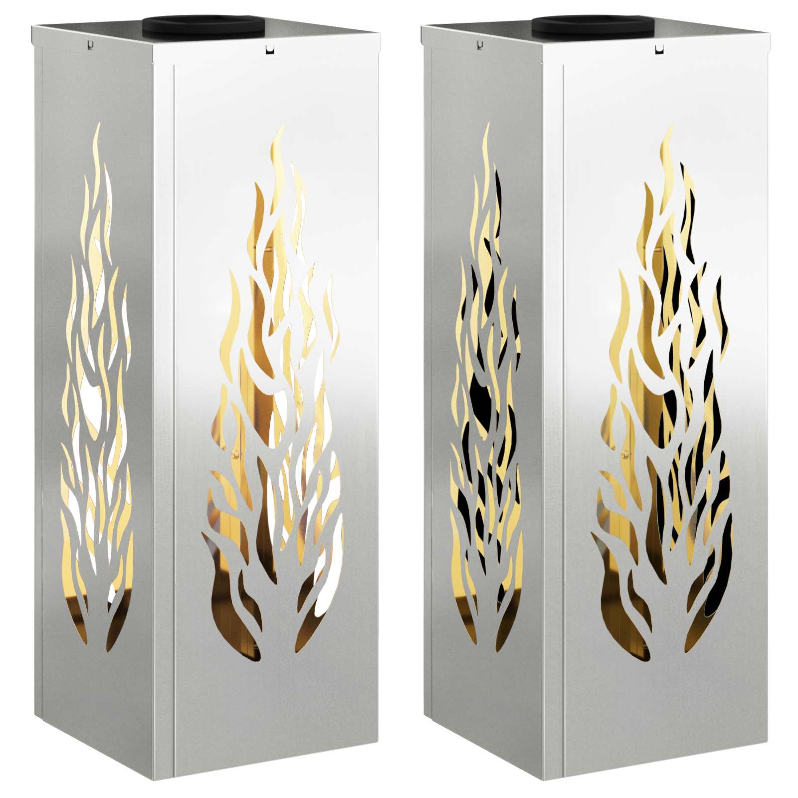 vidaXL Solar LED Pathway Light 2 pcs Warm White 18 x 18 x 50 cm - Silver - 56108