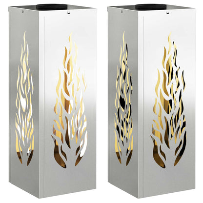 vidaXL Solar LED Pathway Light 2 pcs Warm White 18 x 18 x 50 cm - Silver - 56108